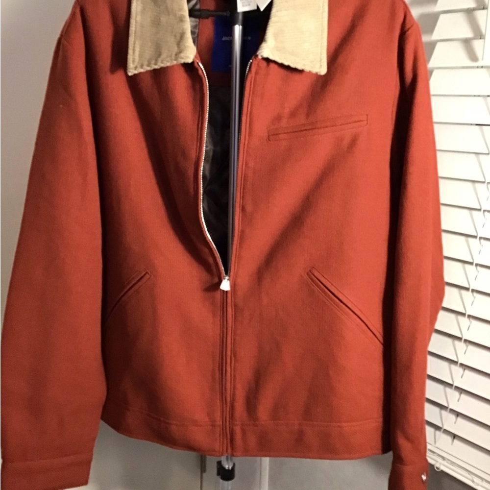 🔥Jack& & Jones Fully Lined Burnt Orange XL Heavy Jacket MSRP $120 cool 👀
